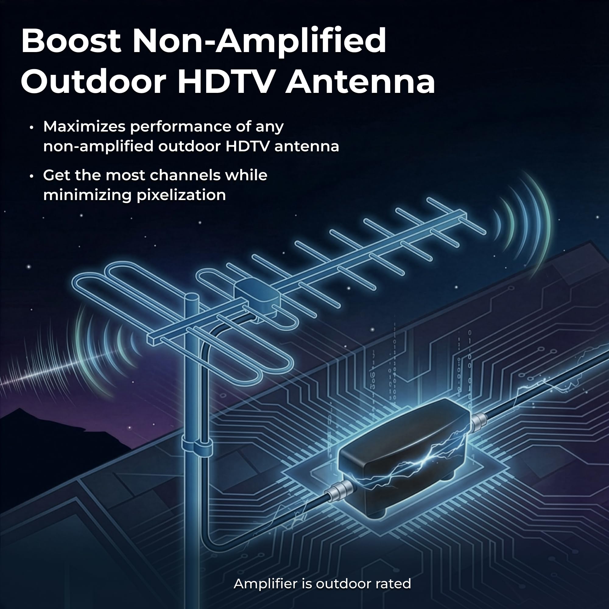 Winegard LNA-200 Boost XT HDTV Preamplificatore, amplificatore di segnale per antenna TV, amplificatore digitale HD VHF UHF, nero