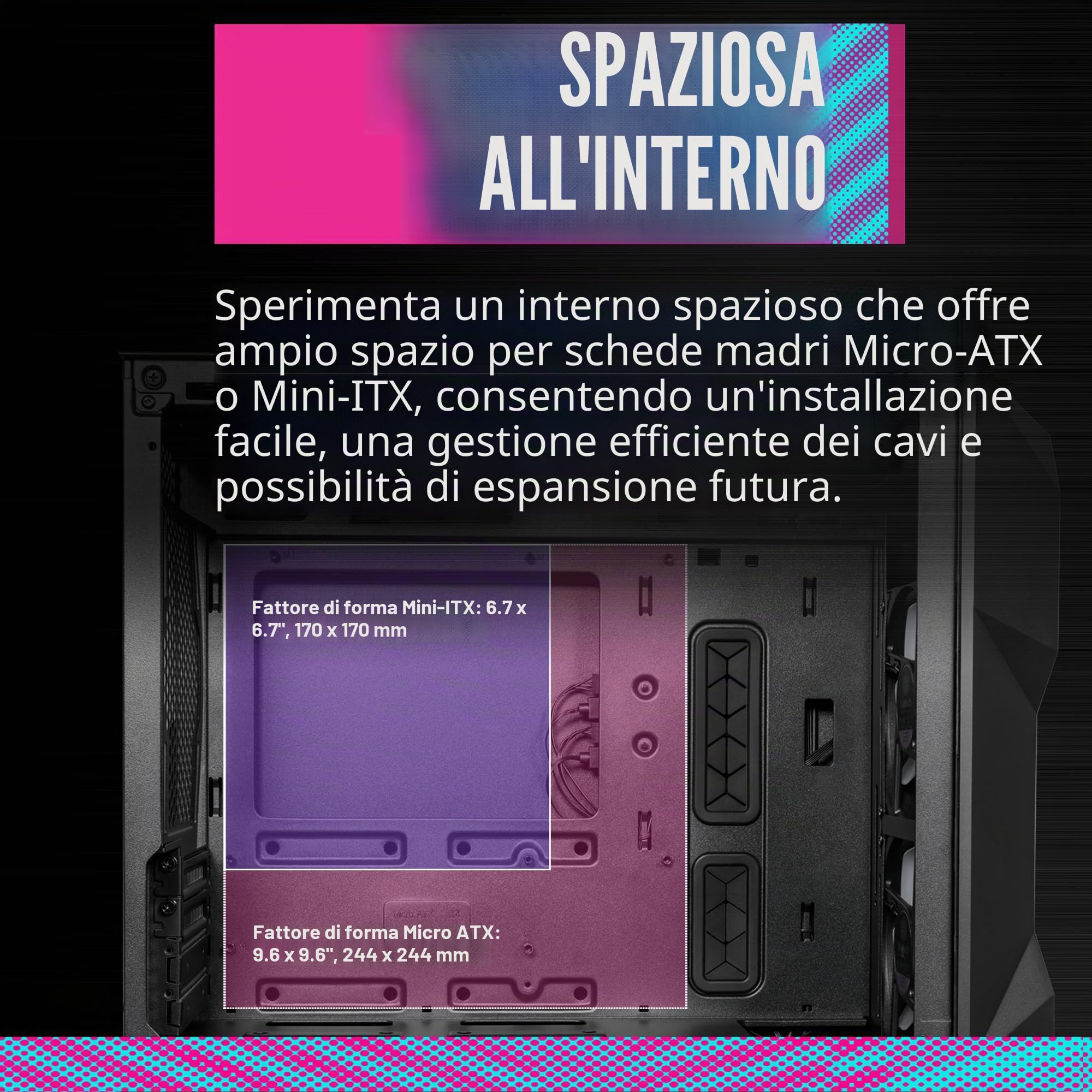 Cooler Master TD300 Case PC Mesh - Mini-Tower,Elevato Flusso d'Aria, 2 x 120mm Ventole ARGB,Supporto MB Micro-ATX e Mini-ITX,Pannello Laterale in Vetro Temperato,Coperchio Rimovibile,Hub ARGB/PWM