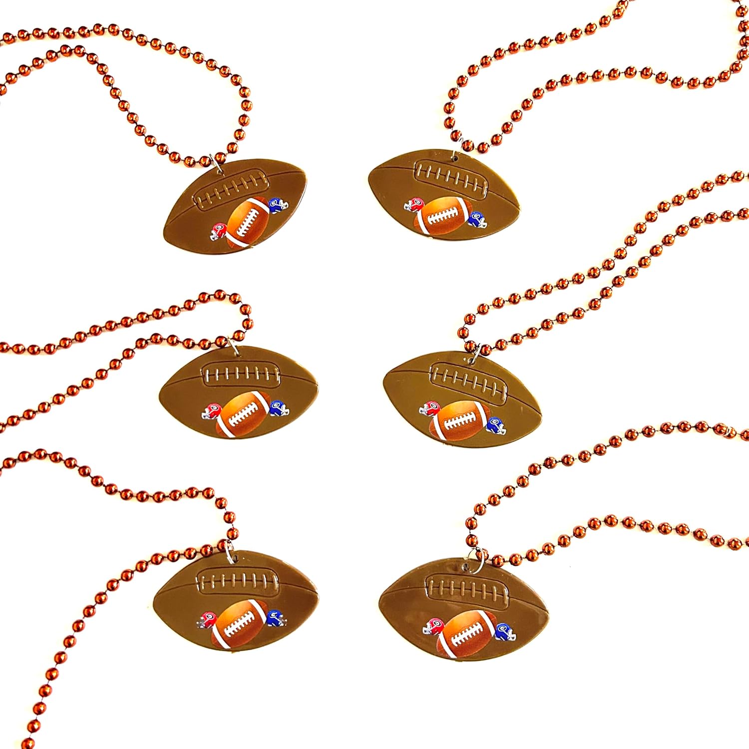 12Pcs Football Necklaces Event Pendant Party Beads Super Bowl Sports Football Bead Necklaces Party Supplies, brown