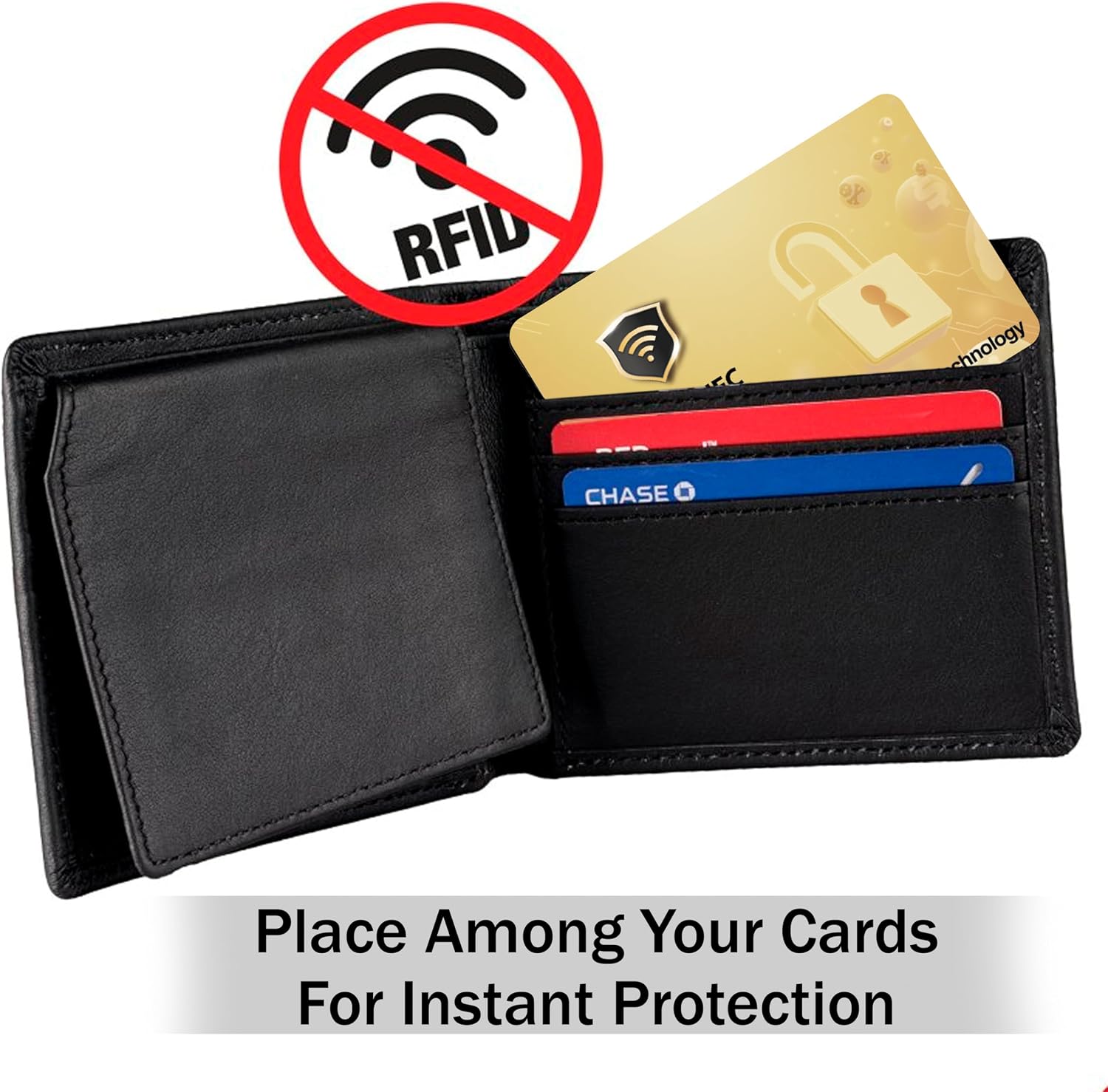 Jet International RFID Protected Cards, Golden 10 Pack: Entire Wallet Purse Shield For Men & Women, NFC Contactless Bank Debit Credit Card Protector ID ATM Guard (10)