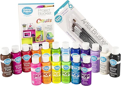 Miniatura 4 de Palmer Paints - Juego de 25 piezas de pintura acrílica con pinturas y pinceles