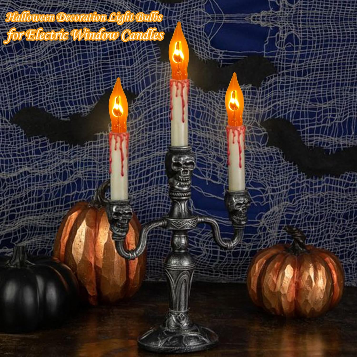 Christmas Flicker Flame Light Bulbs, 12 Pack C7 Orange Flickering Light Bulb, 1W E12 Flame Candelabra Bulbs for Candle Chandelier Outdoor String Lights Party Halloween Christmas Decoration