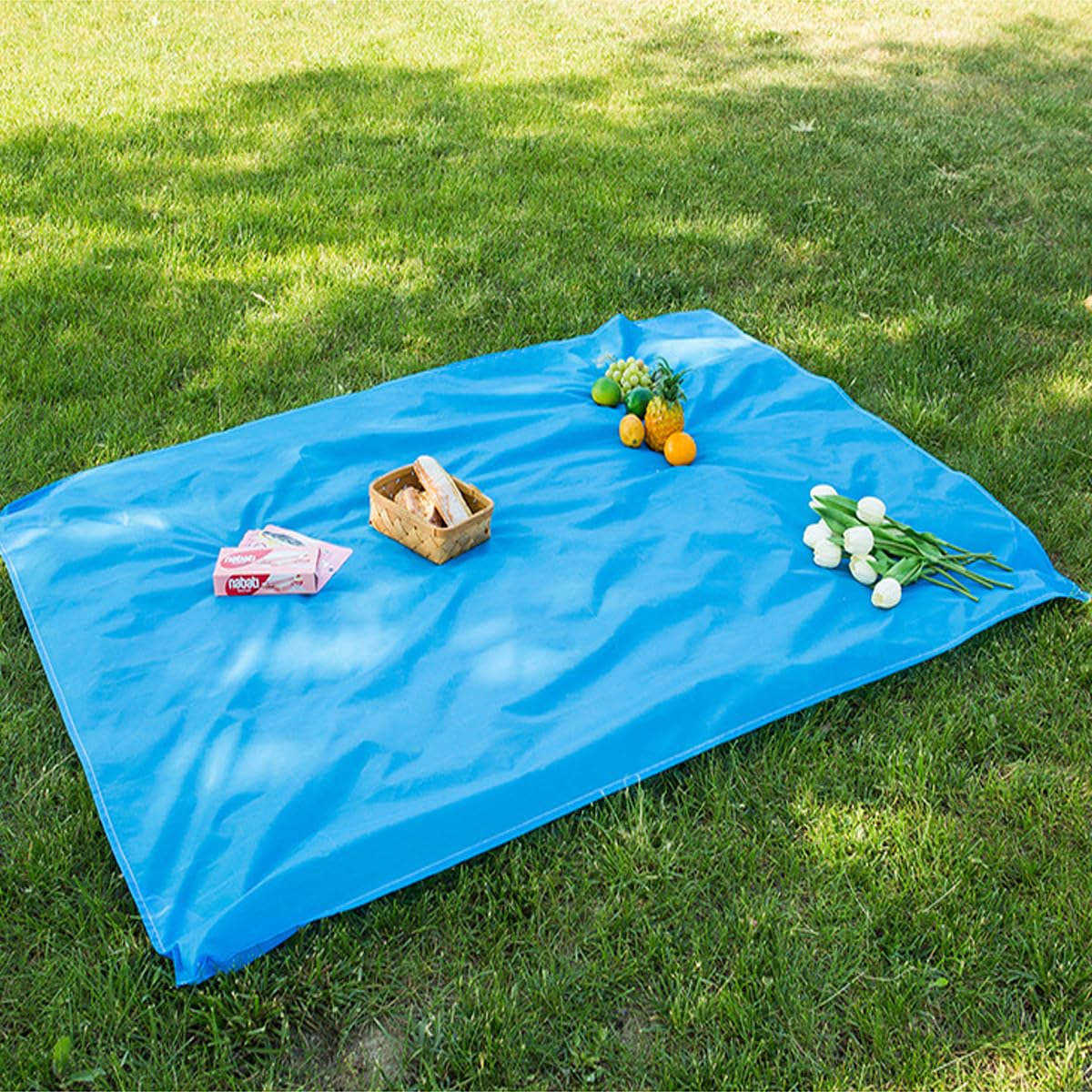 FANSU Waterproof Beach Blanket, Solid Colour Picnic Blanket Beach Mat Picnic Mat, Large Picnic Blanket, Portable Camping Blanket for Camping, Picnic, Beach (140x200cm,Dark Blue)