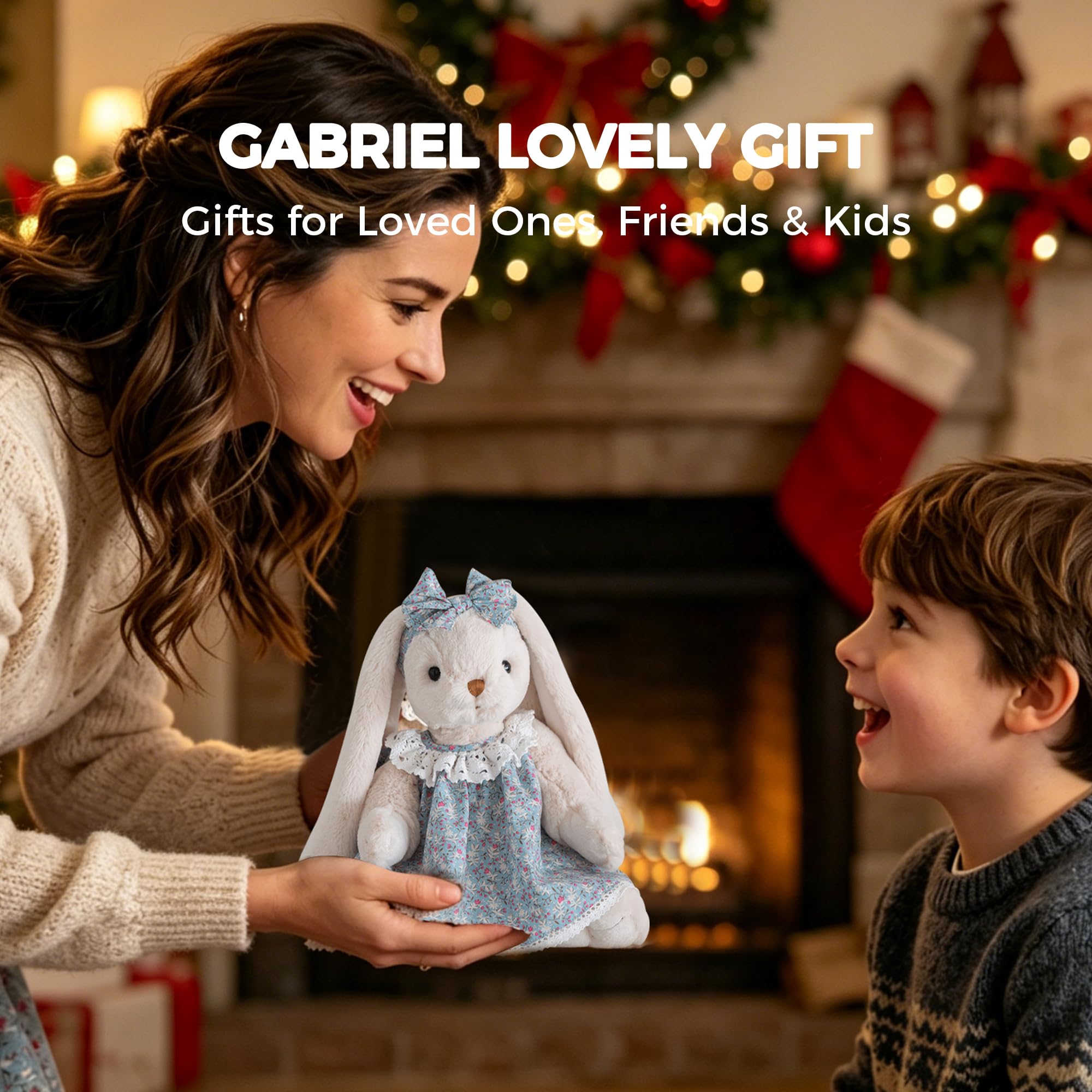 GABRIEL Plush Bunny Rabbit 30cm, Super Soft Cuddly Toy Teddy Stuffed Animal, Cuddly Plushie Toy with Fluffy Soft Ears - Image 8