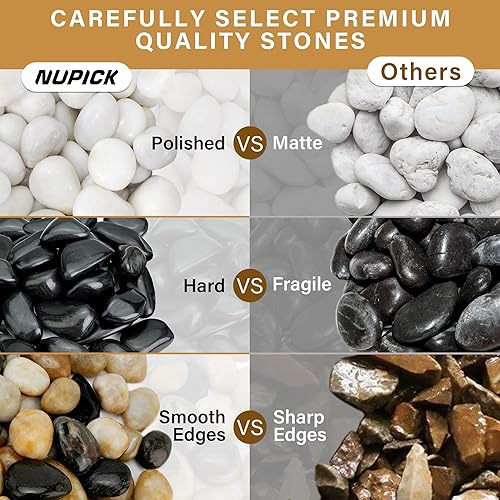 Miniatura 3 de NUPICK Rocas blancas de río de 12 libras para plantas de interior, guijarros de 1-2 pulgadas para rellenos de jarrones, grava decorativa para