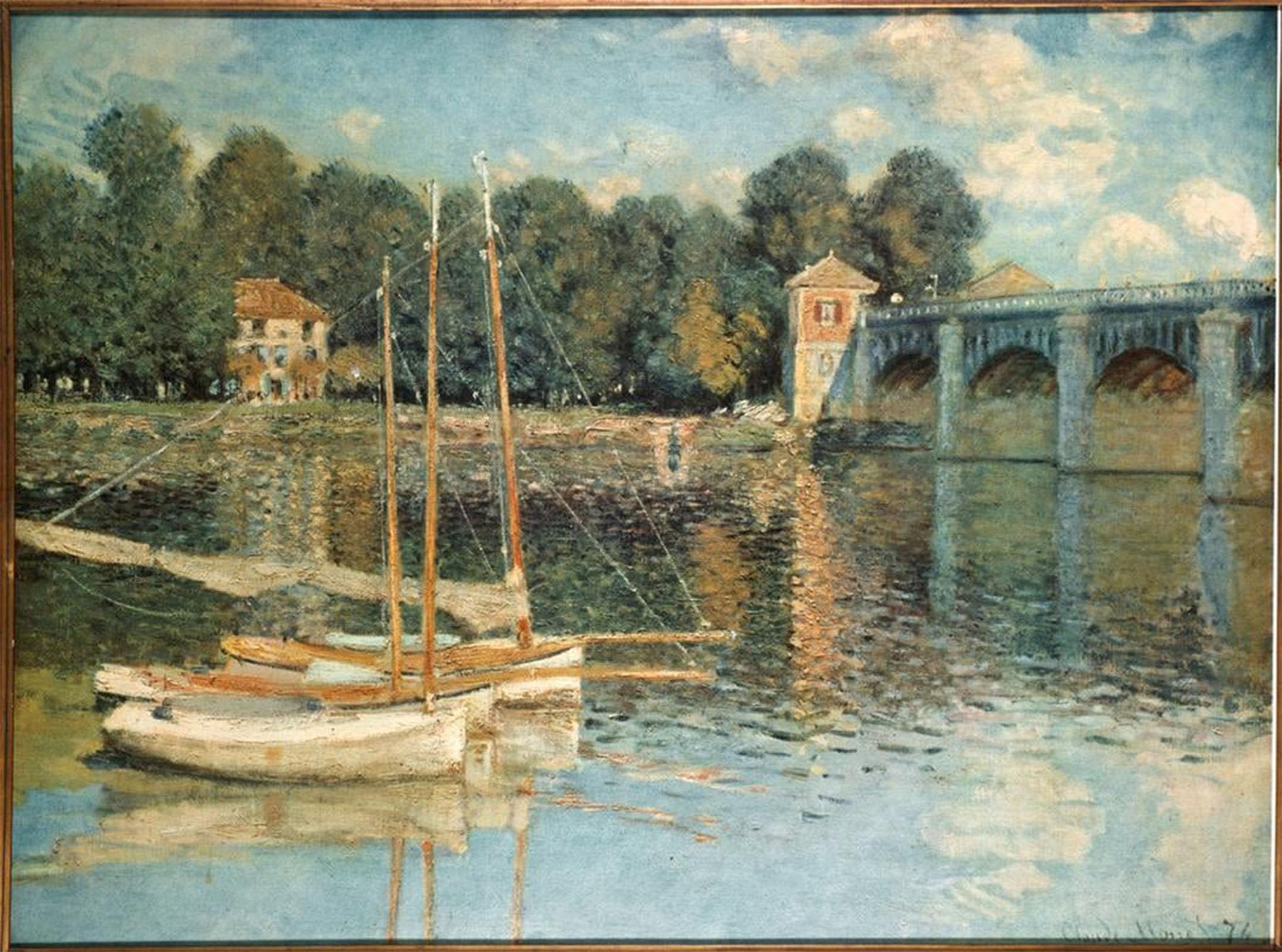 SERENDIPITP Vintage Wall Art Canvas Nordic Poster Canvas Print Picture the Argenteuil Bridge by Claude Monet Wall Art Poster for Home Decor 60x90cm