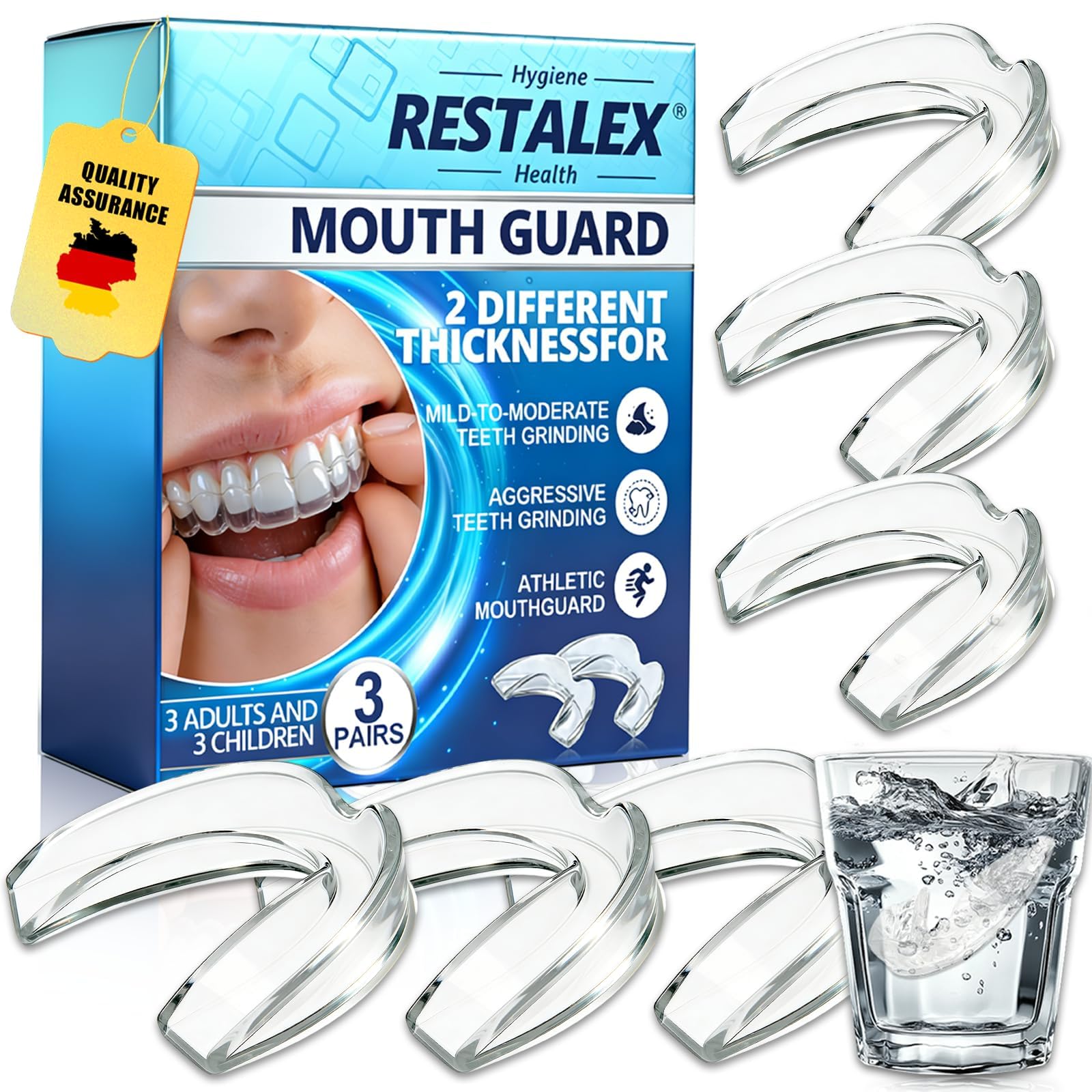 6 Piezas Ferula Bruxismo Dental Noche, Protector Bucal Para Dormir, Ferula bruxismo Anti Ronquidos, Moldeable, para Protección Dientes Mejora la Del Sueño - 2