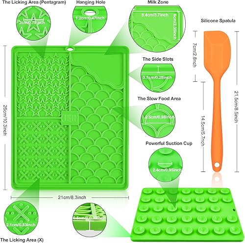 Miniatura 2 de CIICII Tapete grande para lamer perros y gatos, tapete de silicona para lamer perros de 10.3 x 8.3 pulgadas con ventosas (tapete verde para lamer