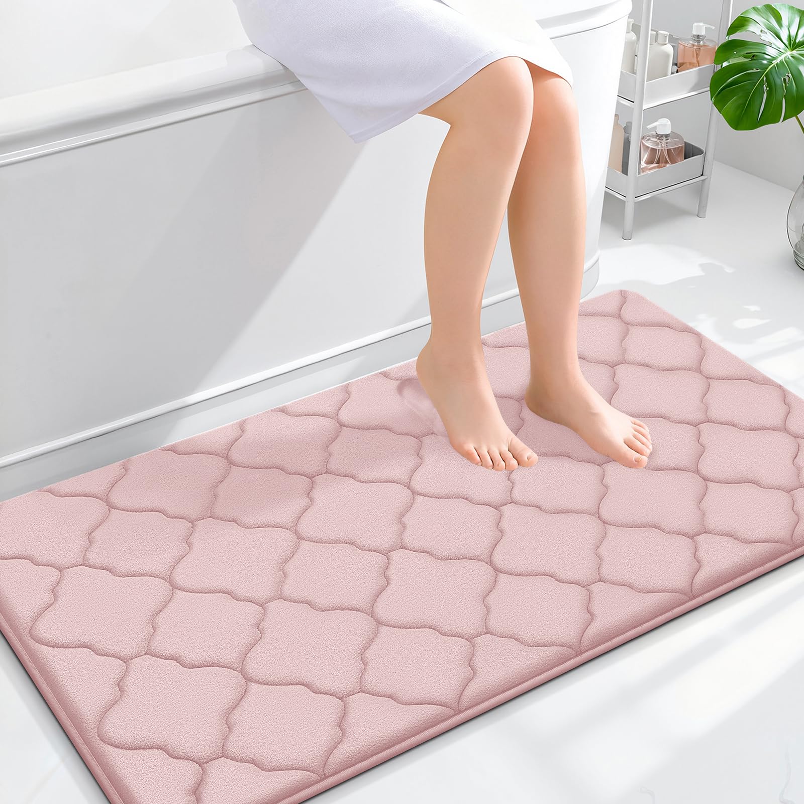 OLANLY Memory Foam Bath Mat Rug 44x24, Ultra Soft and Absorbent Bathroom Rugs, Non-Slip, Comfortable, Machine Washable Bath Carpet for Bathroom Floor,