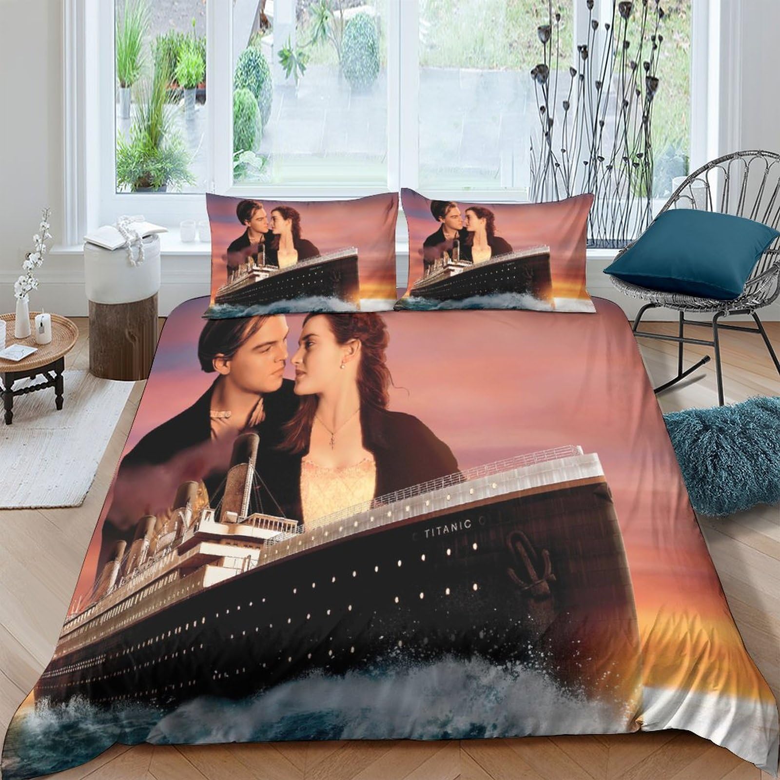 Enfunt-Home Duvet Cover Set Soft Lightweight Microfiber 2 Piece Bedding Set with 1 Pillowcase Kids Quilt Cove Closure Single 135 x 200 cm
