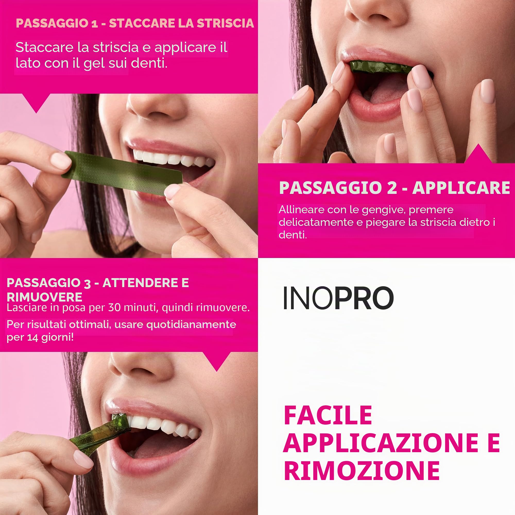 InoPro - Il verde è il nuovo bianco. Le nostre strisce sbiancanti sbiancano efficacemente i denti senza danneggiare la salute orale. Le nostre strisce sbiancanti verdi hanno una rimozione delle