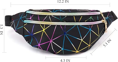 Miniatura 2 de 2 piezas holográficas negro oro azul rosa brillante plata púrpura Fanny Pack para mujeres gran linda cintura riñonera riñonera bolsa brillante para