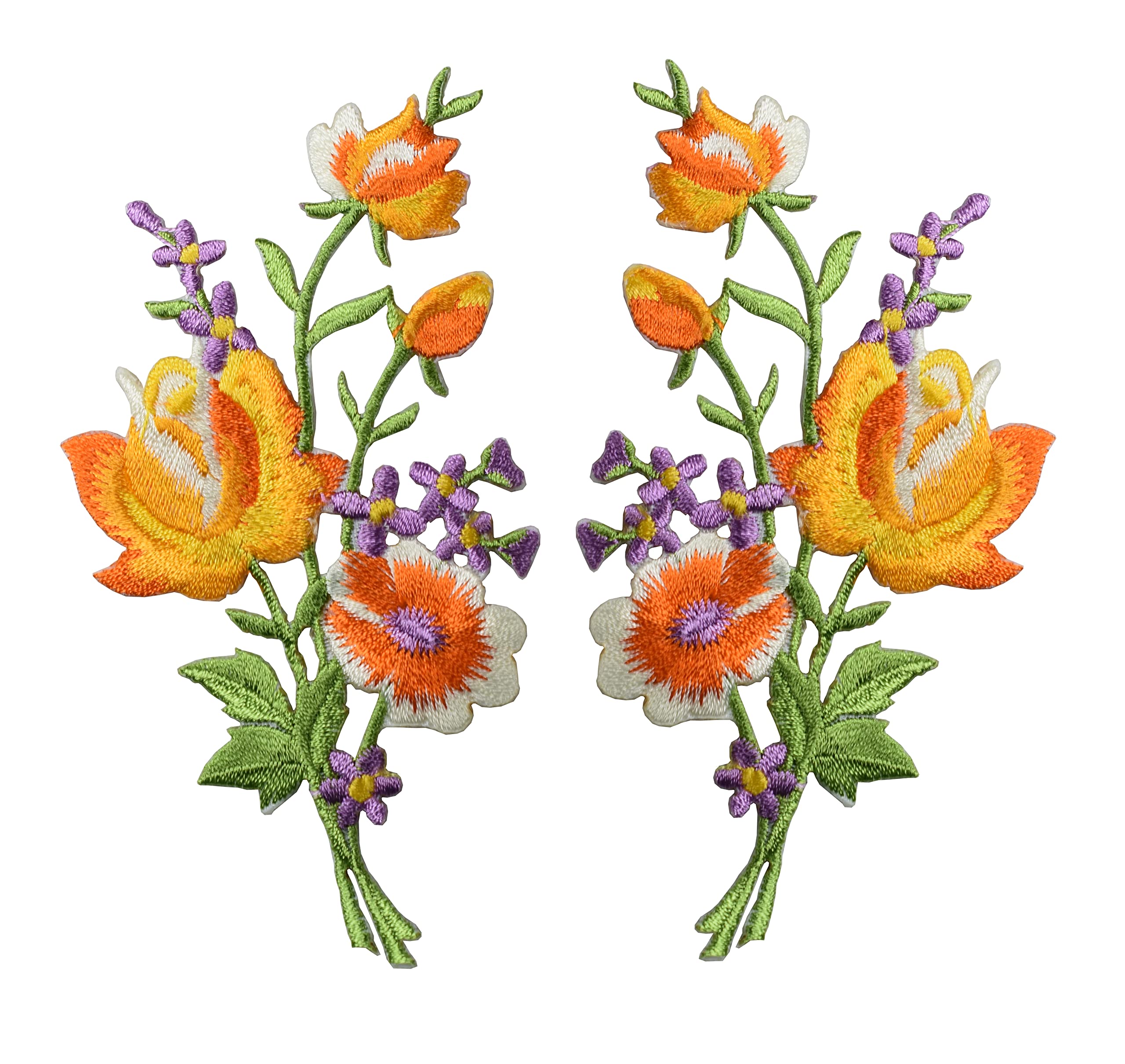 #E05093O - Parches bordados para planchar con diseño de rosas naranjas