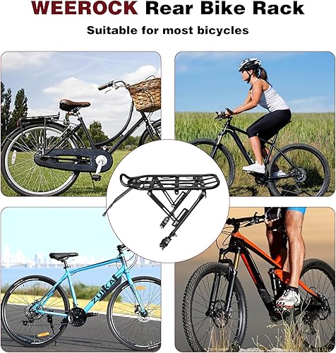 Miniatura 7 de WEEROCK Portaequipajes para bicicletas de 24 a 29 pulgadas, soporte de carga ajustable de aleación de aluminio, para bicicletas de 24 a 29 pulgadas,