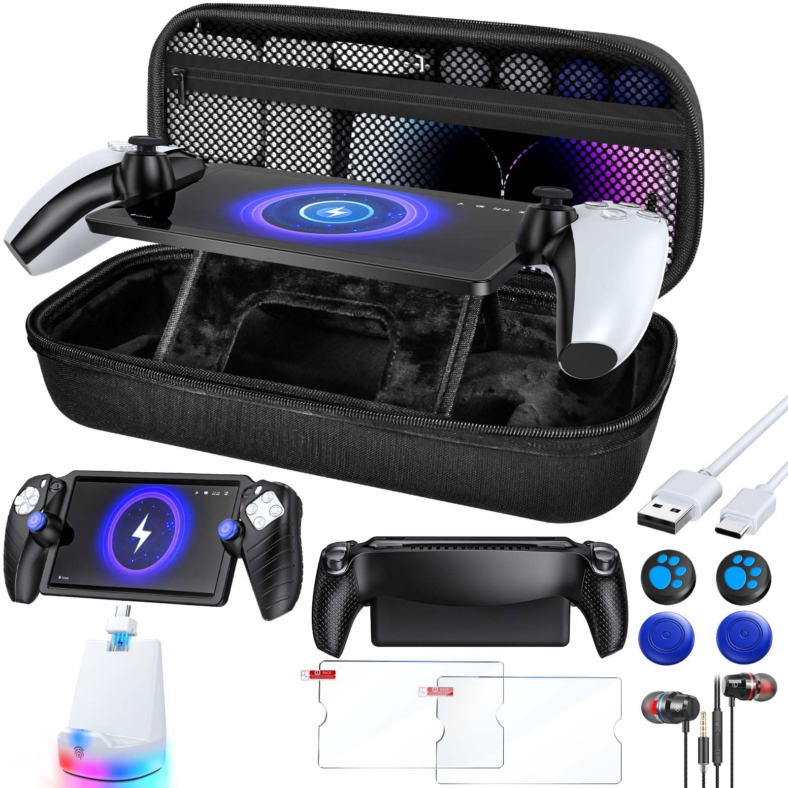 Sponsored Ad – Auarte 13 in 1 Bundle Accessories for Playstation Portal with RGB Charging Dock, Carrying Case for PS Portal with Protective Cover, 2* Screen Protector, 4* Thumb Grip, Earphone and Type C Cable