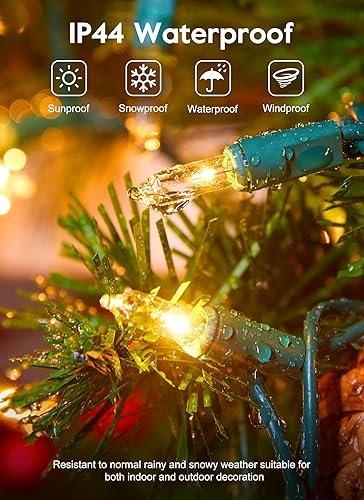 Miniatura 2 de Guirnalda de luces de Navidad con 100 bombillas transparentes en cable blanco, aprobada por UL para uso en interiores y exteriores, luces de árbol