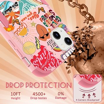 iPhone 13用 高耐久 ケース 保護 ピーチ エステティック デザイナー 落下試験済み かわいい ケース メンズ レディース ガールズ 耐衝撃 保護 頑丈 バンパー 電話ケース iPhone 13用