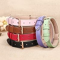 Vista 7 de WHIPPY Collar de cuero para perro pequeño y mediano, ajustable, suave, transpirable, de cuero, acolchado, con hebilla de aleación, resistente al