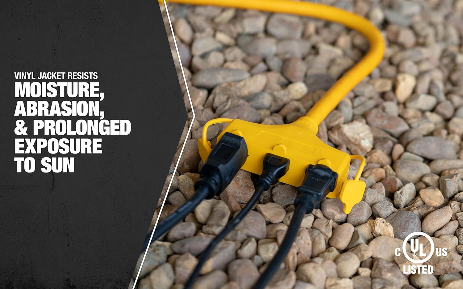 Southwire Triple Outlet Extension Cord - Provides Heavy-Duty Outdoor Power for Tools & Equipment - High Visibility - Waterproof - Durable Build - 2 Feet