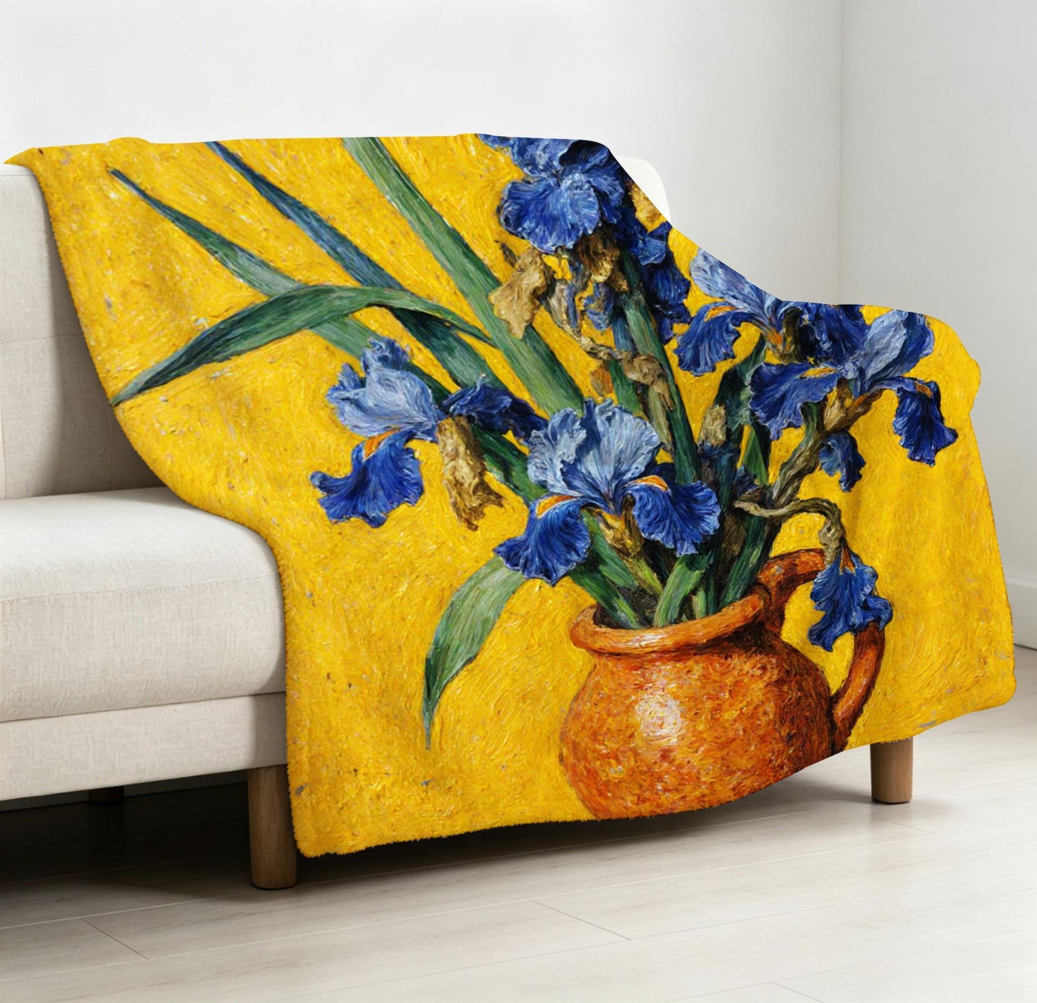 Manta Franela Sherpa 3D Flor Amarilla 240x260cm para Cama 180-A298