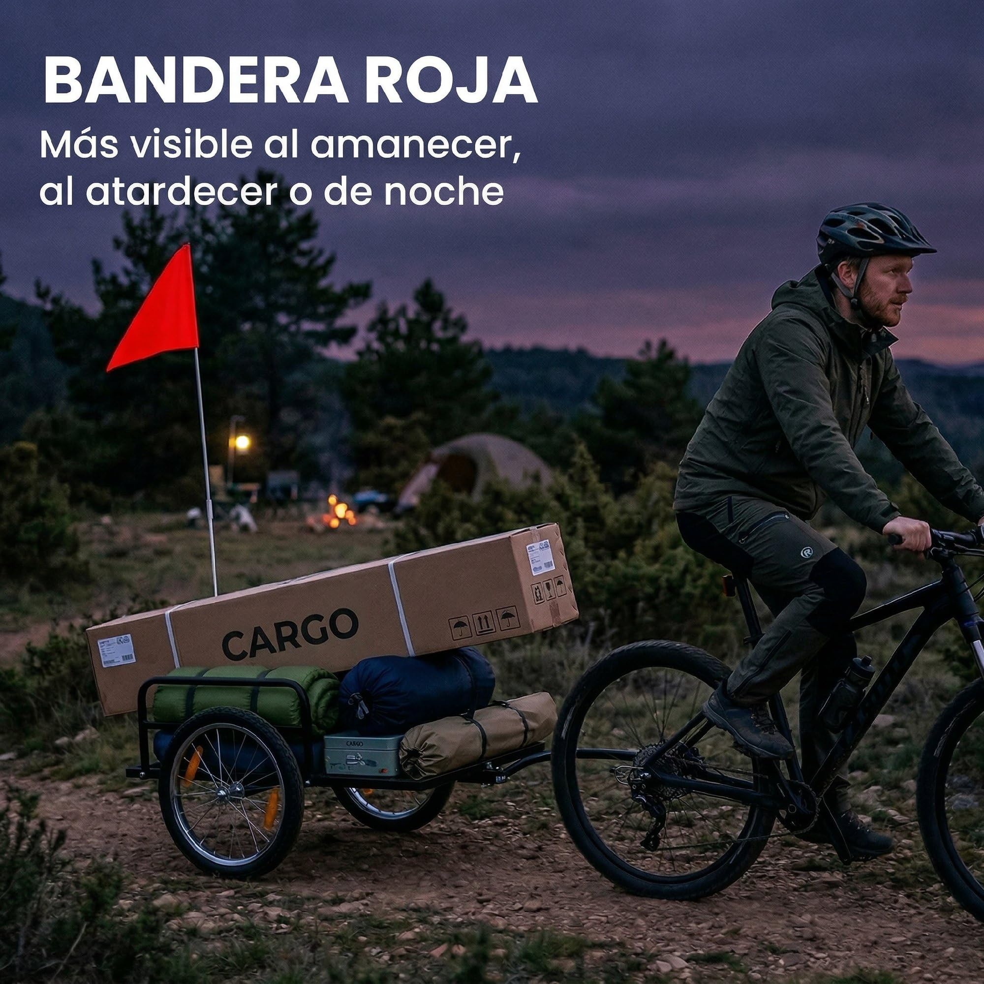 SPORTNOW Rimorchio per bicicletta per carico 40 kg, in acciaio, 145 x 60 x 42 cm, nero | Carrello a mano con bandiera rossa, ruote da 16 pollici, per trasporto bagagli, per biciclette da 22 a 28 pollici