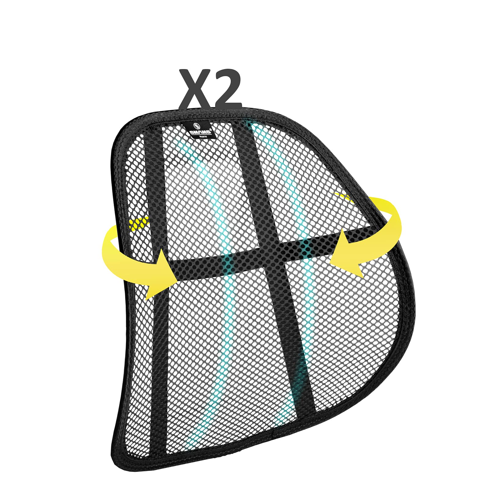 HIBRON SMAMS Lumbar Back Support for Office Chair or Car with Super Tense Mesh, Corrects Posture and Relieves Lumbar Pain x2