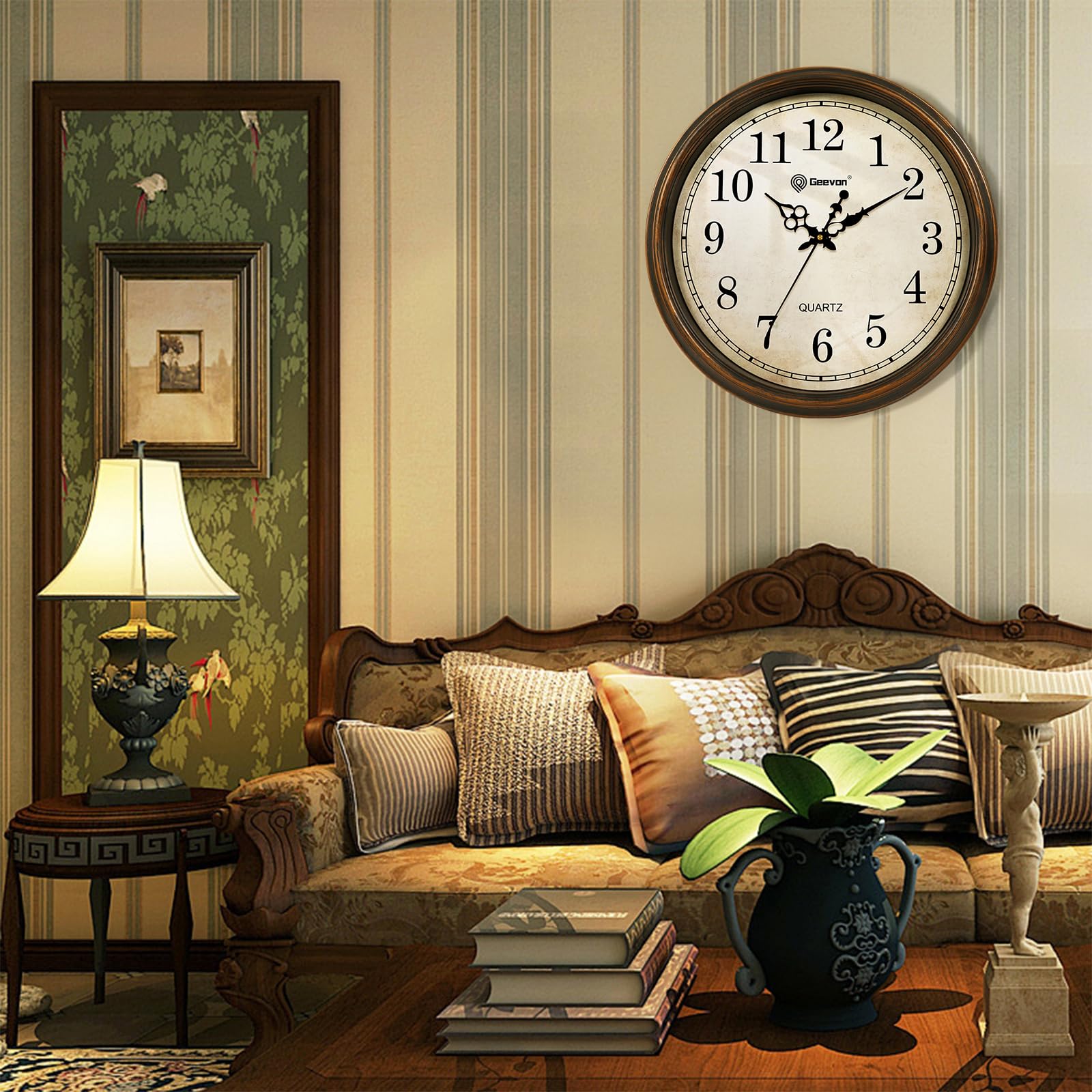 Condition photo showing New/Like New for geevon retro silent 18 inch wall clock non ticking, vintage clock quartz decorative, battery operated wall clock for kitchen/office/classroom/bedroom/living room decor