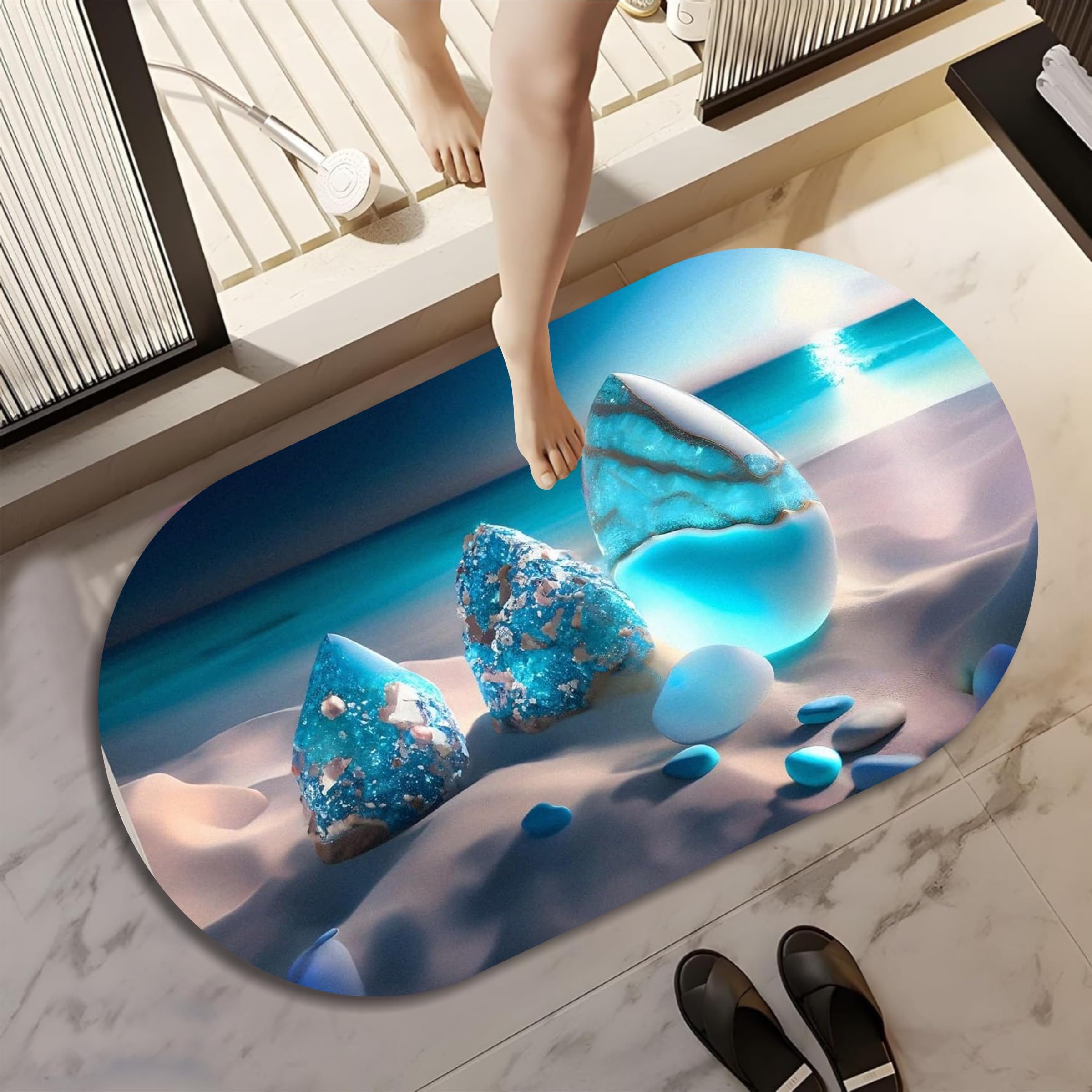 Wazdorf 3D Bathroom mat, Door Mat, Floor Mat,Rare 3D Patterned Bath Mat, Bathroom Decor,Anti-Slip, Absorbent Bath Rug, Quick Drying, Easy Care Shower Rug, Decorate (60X40CM) (Desert)-image-46