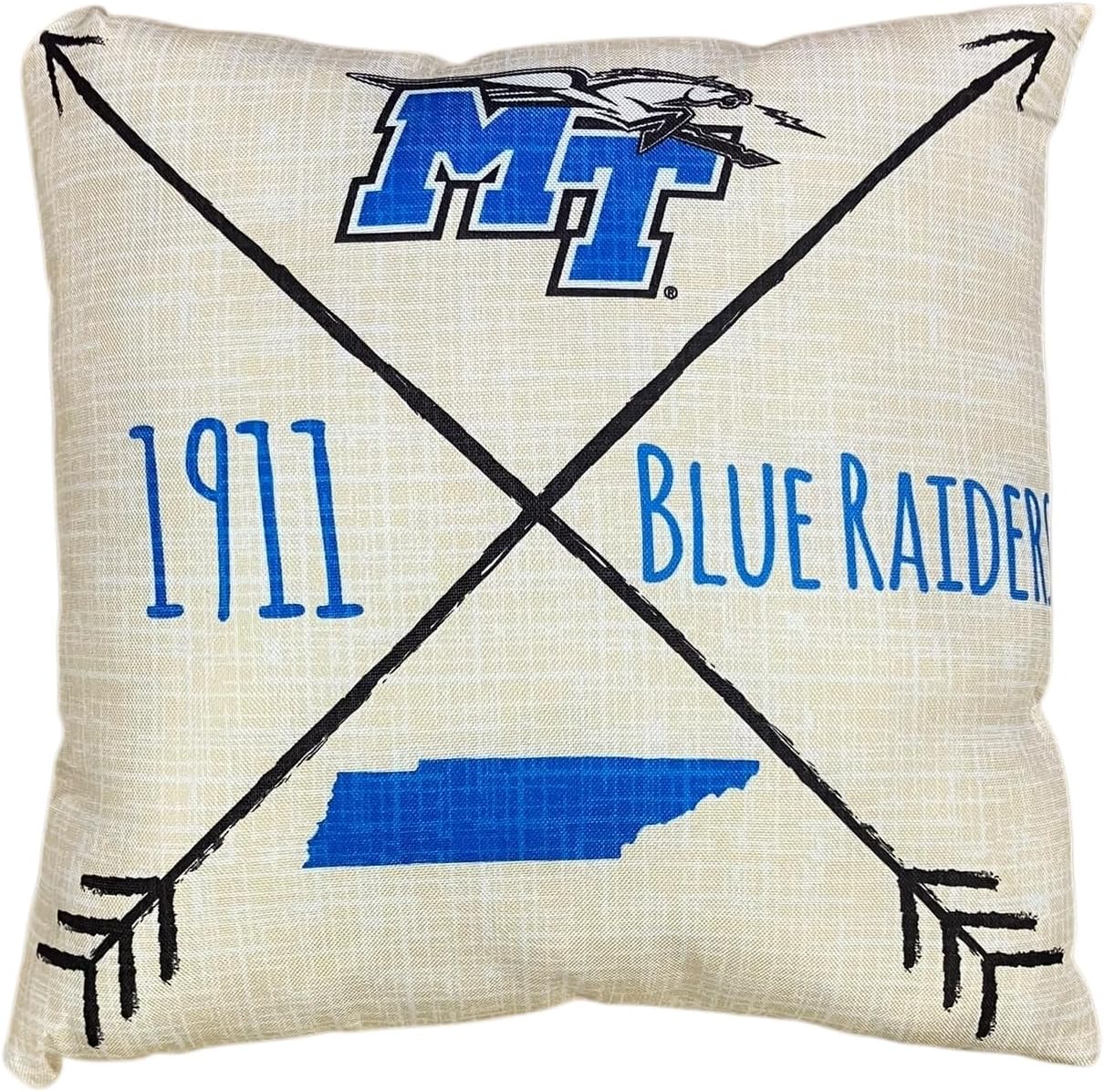 Pegasus Sports NCAA Team Wordmark Decorative Throw Pillow Middle Tennessee State University, Team Color, 18x18