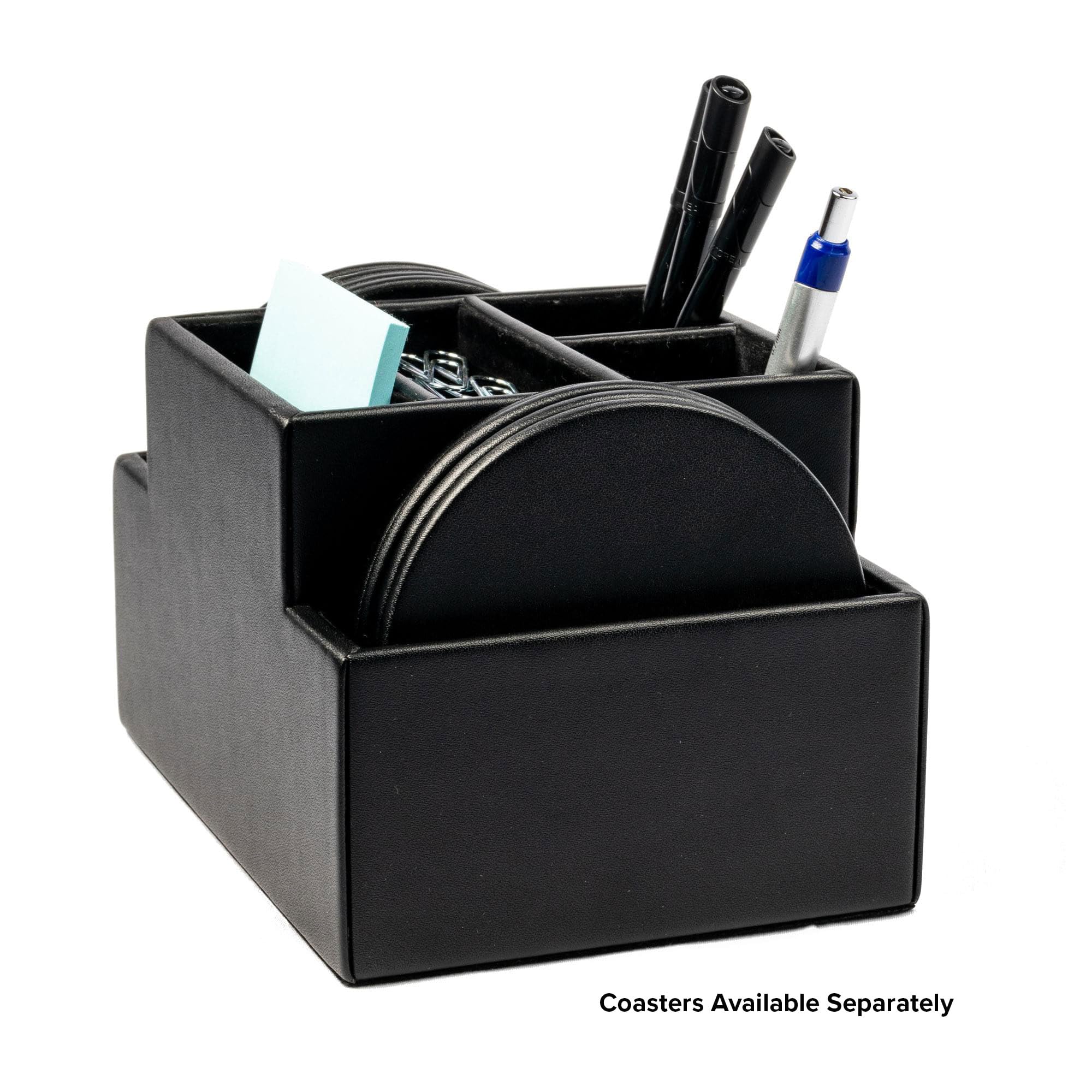 Dacasso Organizer na biurko, skóra, czarny, 15 cm x 10 cm x 10 cm