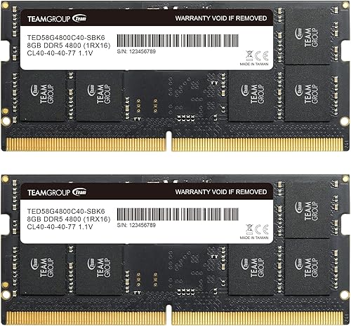 Vista 7 de TEAMGROUP Elite SODIMM DDR5 32 GB (2 x 16 GB) 4800 MHz (PC5-38400) CL40 sin ECC sin búfer 1.1V 262 pines módulo de memoria para portátil Ram