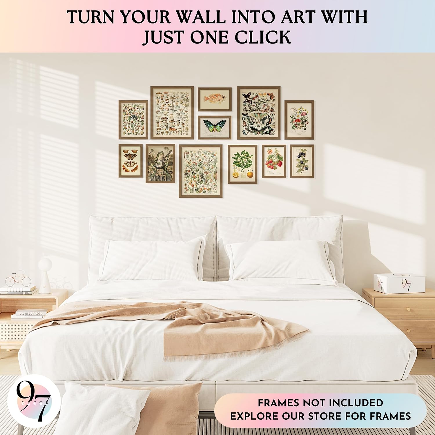 97 Decor Cottagecore Wall Art Set, 12 Pcs Vintage Botanical Prints image 3