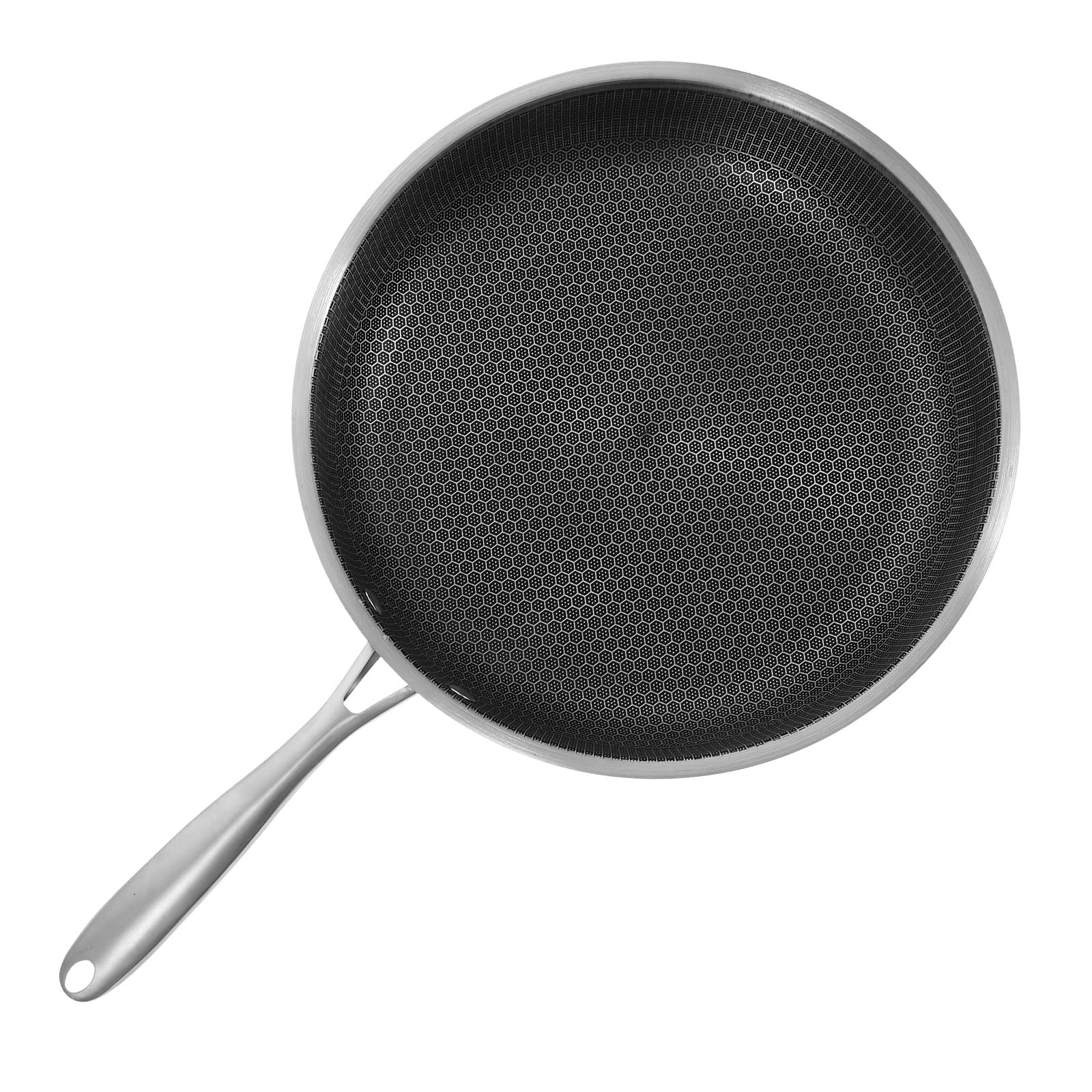 BESPORTBLE Padella per Uova e Bistecche in Acciaio Inox Rivestimento Antiaderente a Nido D’Ape, Manico Ergonomico e Fondo Piatto per Uso su Tutti Cottura, Compatta per Cucina Quotidiana
