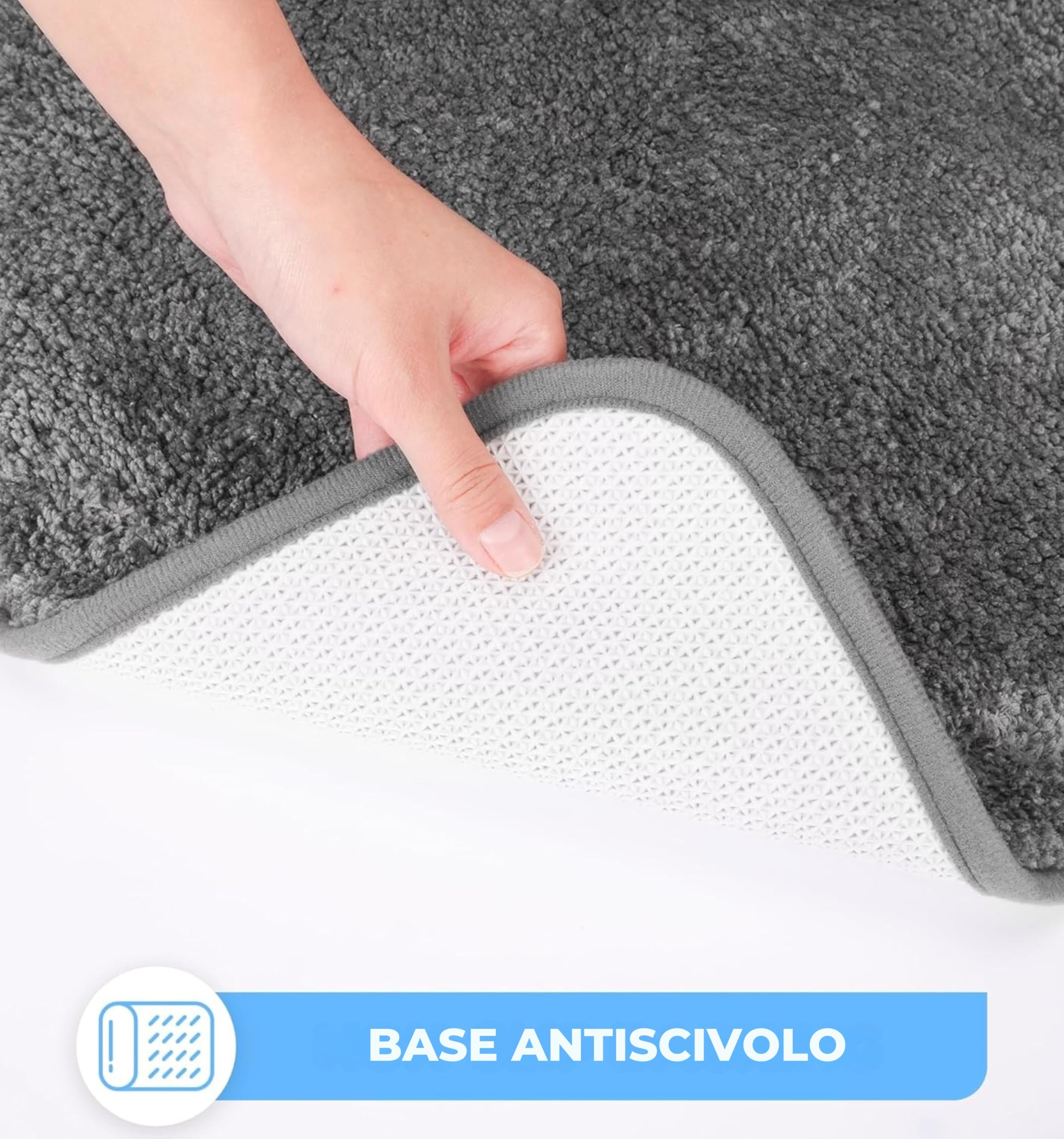 Sentidos Tappeto da Bagno Antiscivolo, Morbido, Assorbente, Lavabile in Lavatrice, Ideale per Vasca, Doccia e Cucina, 70x120 cm - Grigio