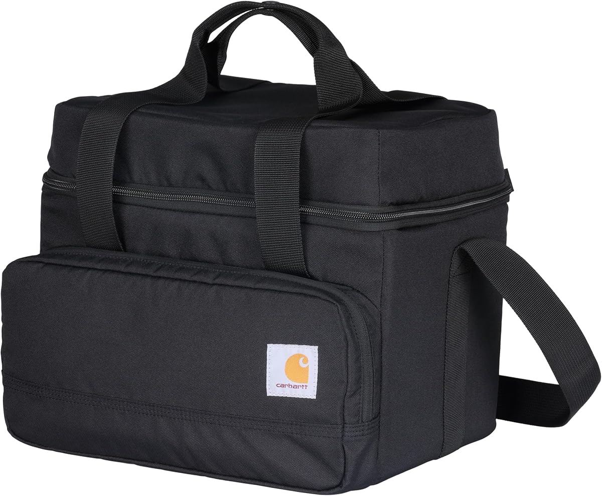 Carhartt Insulated Two Compartment Cooler, Durable Water Repellent Material W/Front Zippered Pocket for Camping, Beach & Travel