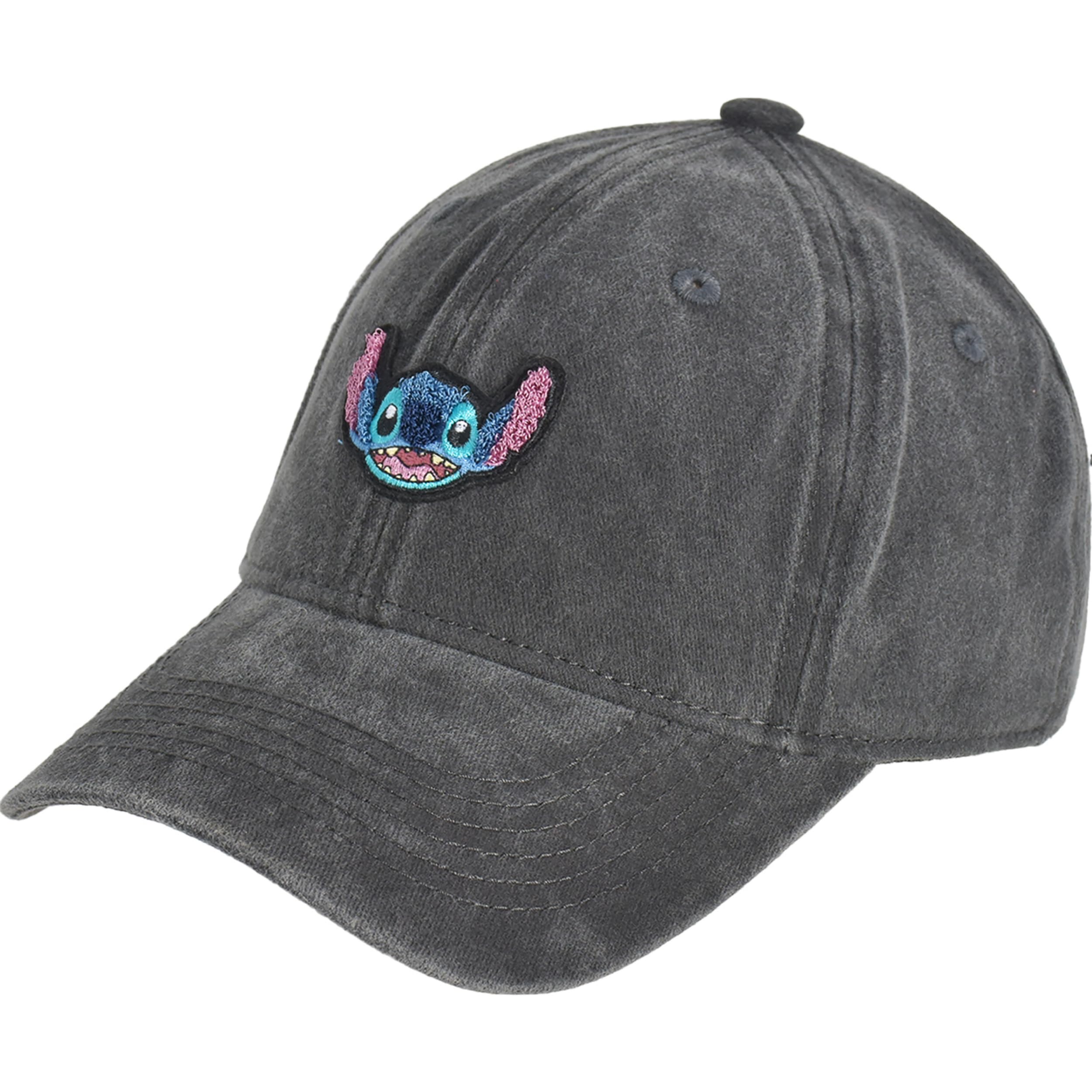 Disney Unisex's Stitch Dad Hat, Adjustable Cotton Baseball Cap with Curved Brim, Black, One Size