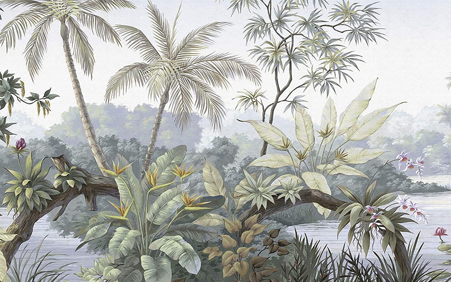 3D - Carta da parati panoramica, 500 x 280 cm, motivo: giungla tropicale, decorazioni da parete per bambini, camera da letto, soggiorno, poster da parete XXL grande