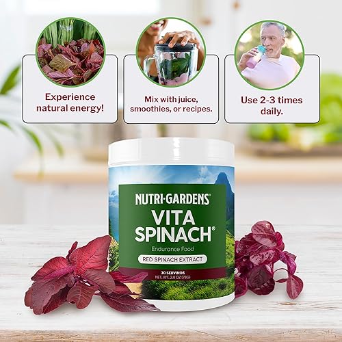Miniatura 6 de VitaSpinach - Extracto de espinaca roja de óxido nítrico que mejora la presión arterial y el flujo, resistencia energética antes del entrenamiento,