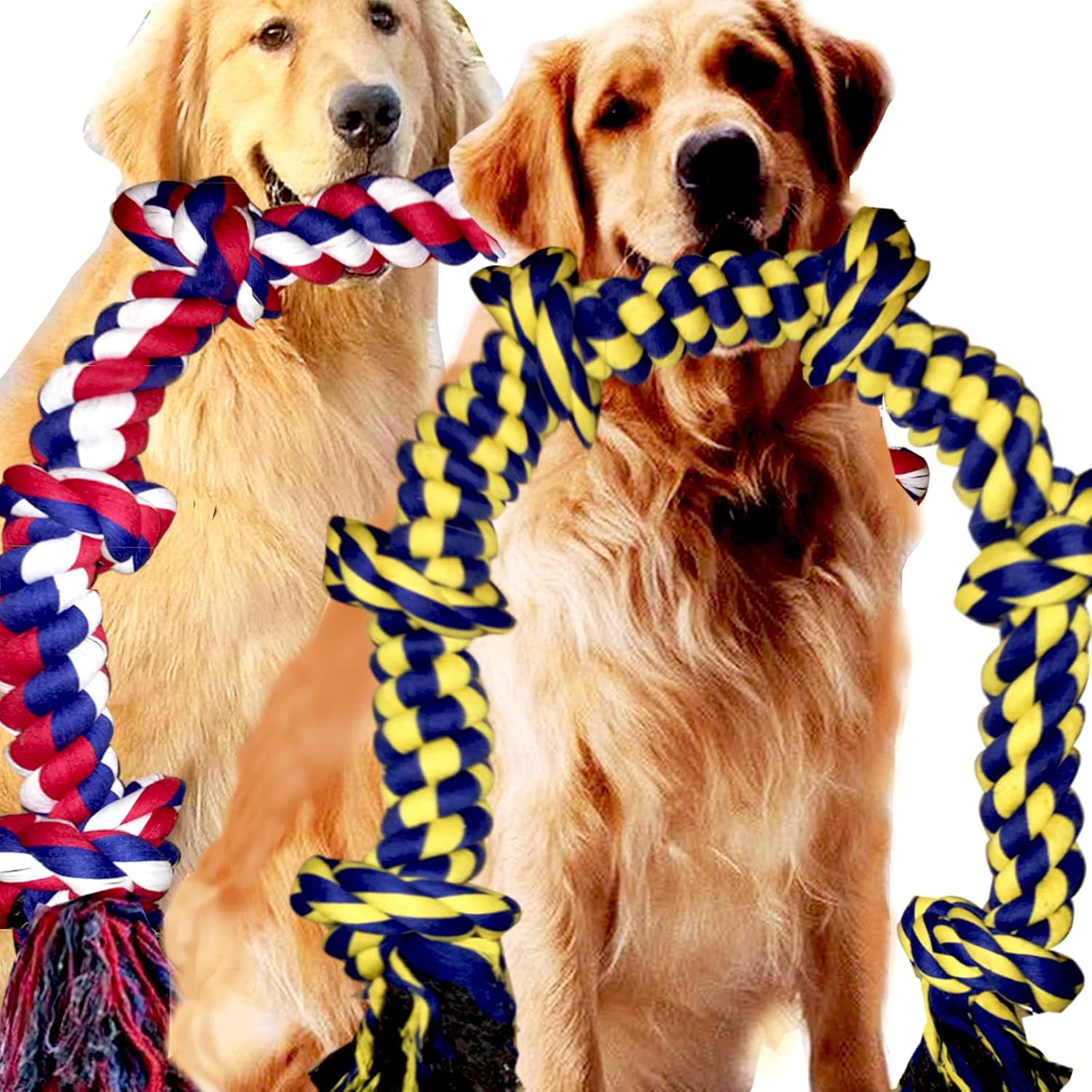 6 Knot 2 Pack 3.6Feet Large Dog Chew Rope for Aggressive