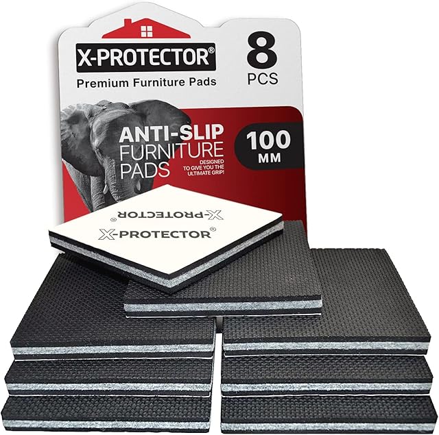 NON SLIP PADS X-PROTECTOR - FLOOR PROTECTOR PADS - 8 pcs 100 mm Furniture Pads! Floor Protectors Pads - Rubber Feet  Premium Anti Slip Rubber Pads for Furniture Feet. FIX FURNITURE IN PLACE!