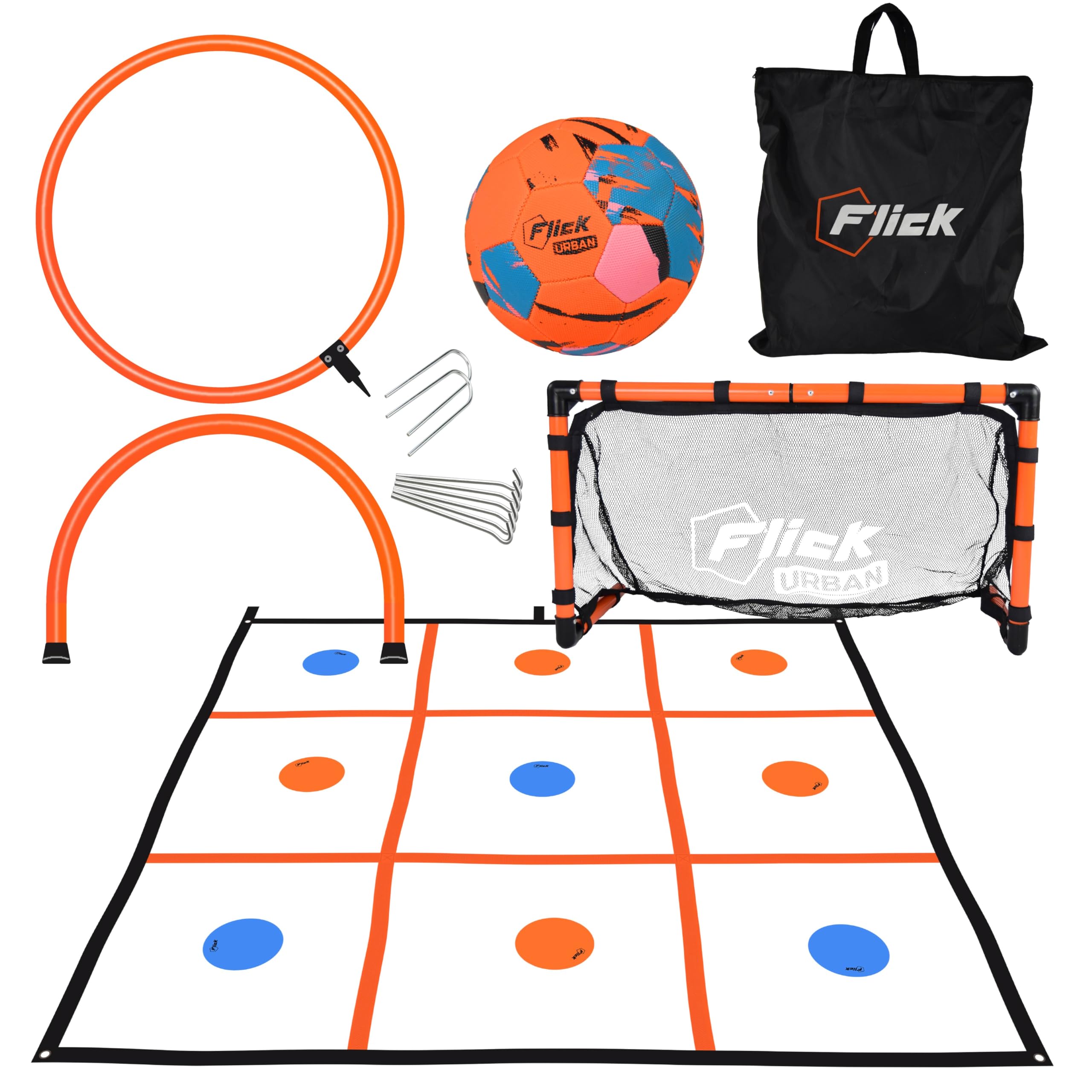 – Ultimate Skills Pack – 4-in-1 Football Training Equipment for Kids & Teens – Mini Goal, Passing Hoops, Target Net & Ball – Ideal Football Gift for Boys & Girls