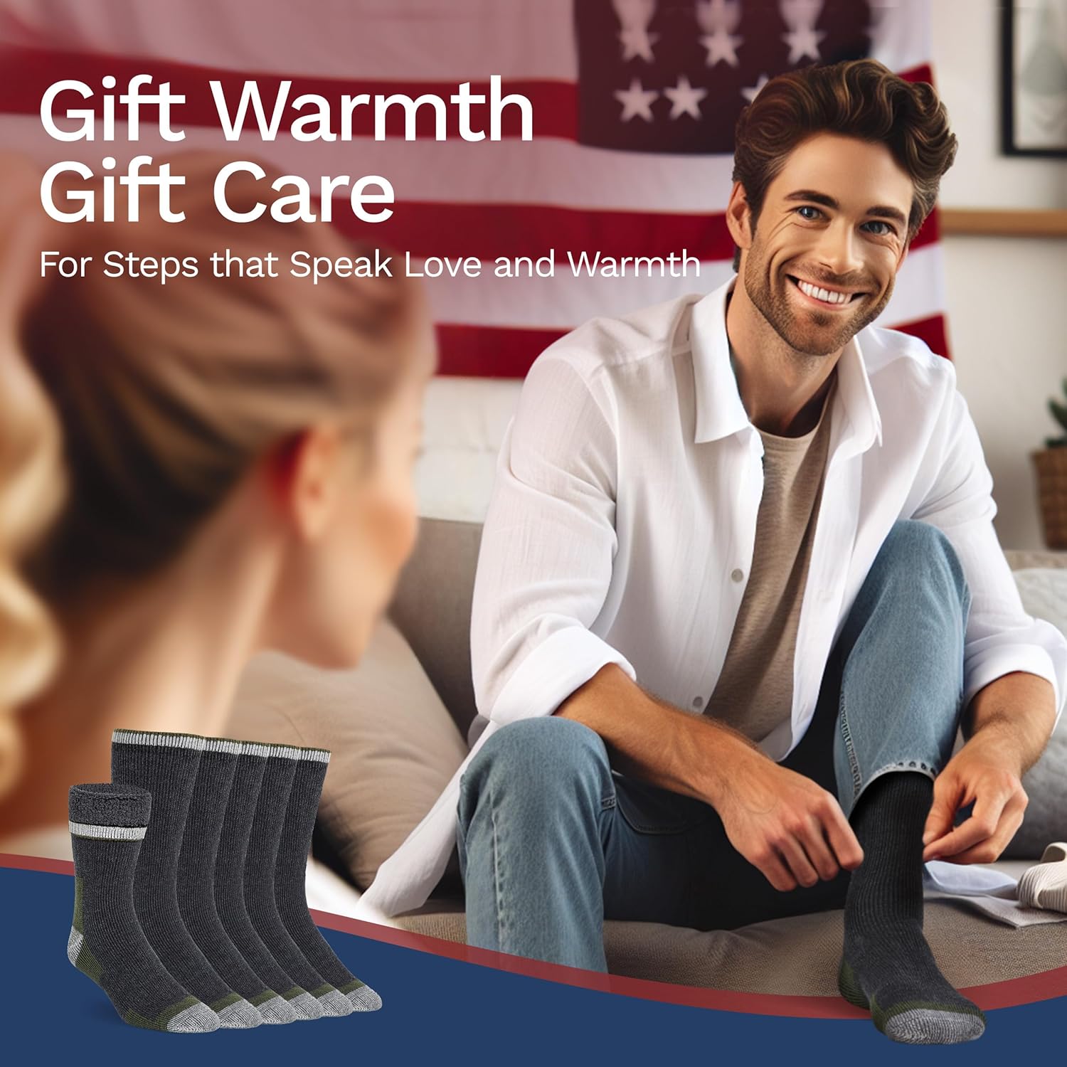 Buttons & Pleats Wool Socks for Men & Women Merino Thermal Warm Cozy Winter Boot Sock - Image 2