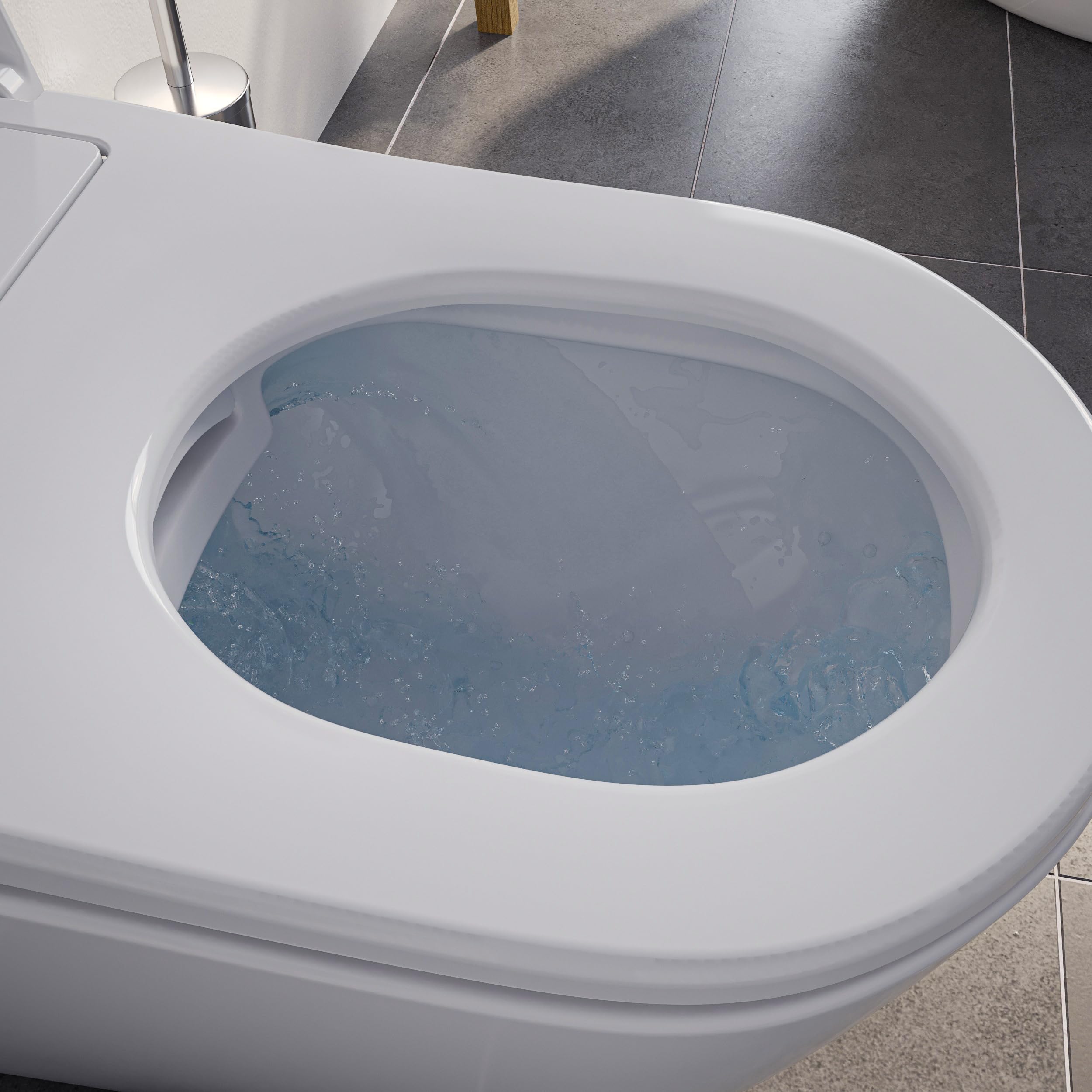 BERNSTEIN - Toilettes WC japonais suspendu lavant Cuvette céramique Blanc brillant + télécommande, jet douche, séchoir air chaud, filtre anti-odeurs, Chasse Vortex 180° - 59x38x38cm - Pro+1102