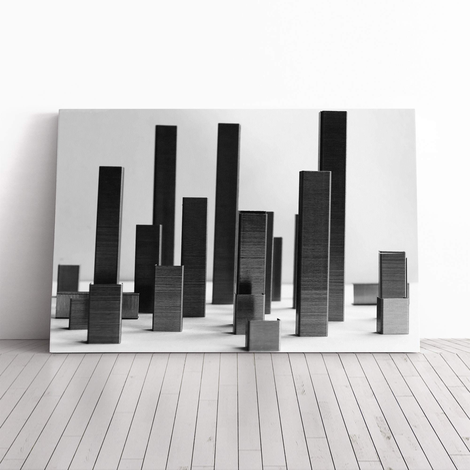 City Skyline Abstract (1) Canvas Print | Gallery Wrapped 30mm Frame Wall Art | 24x16 inches | Ready to Hang | Abstract Cityscape Picture | Living Room Bedroom Lounge Office