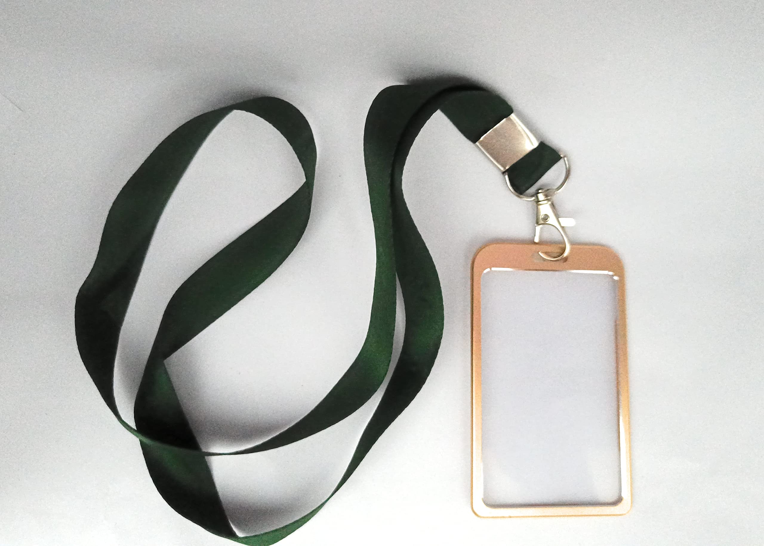 EleganteELEGANTE Aluminum ID Card Holder Vertical with Lanyard for Office/School/College (Gold & Green)