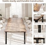 Dining Room Table for 6-8 People, 71 Inch Dining Table, Rectangular Kitchen Table with Iron Legs, Scratch & Water Resistant MDF Top, for Dining Room, Kitchen and Living Room, Retro Brown(Only Table)