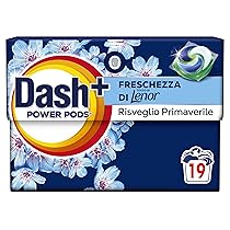 Dash Power Pods Detersivo Lavatrice In Capsule, 19 Lavaggi, Freschezza Di Lenor, Risveglio Primaverile, rimuove addirittura gli odori di sudore vecchi di 7 giorni, per una pulizia impeccabile