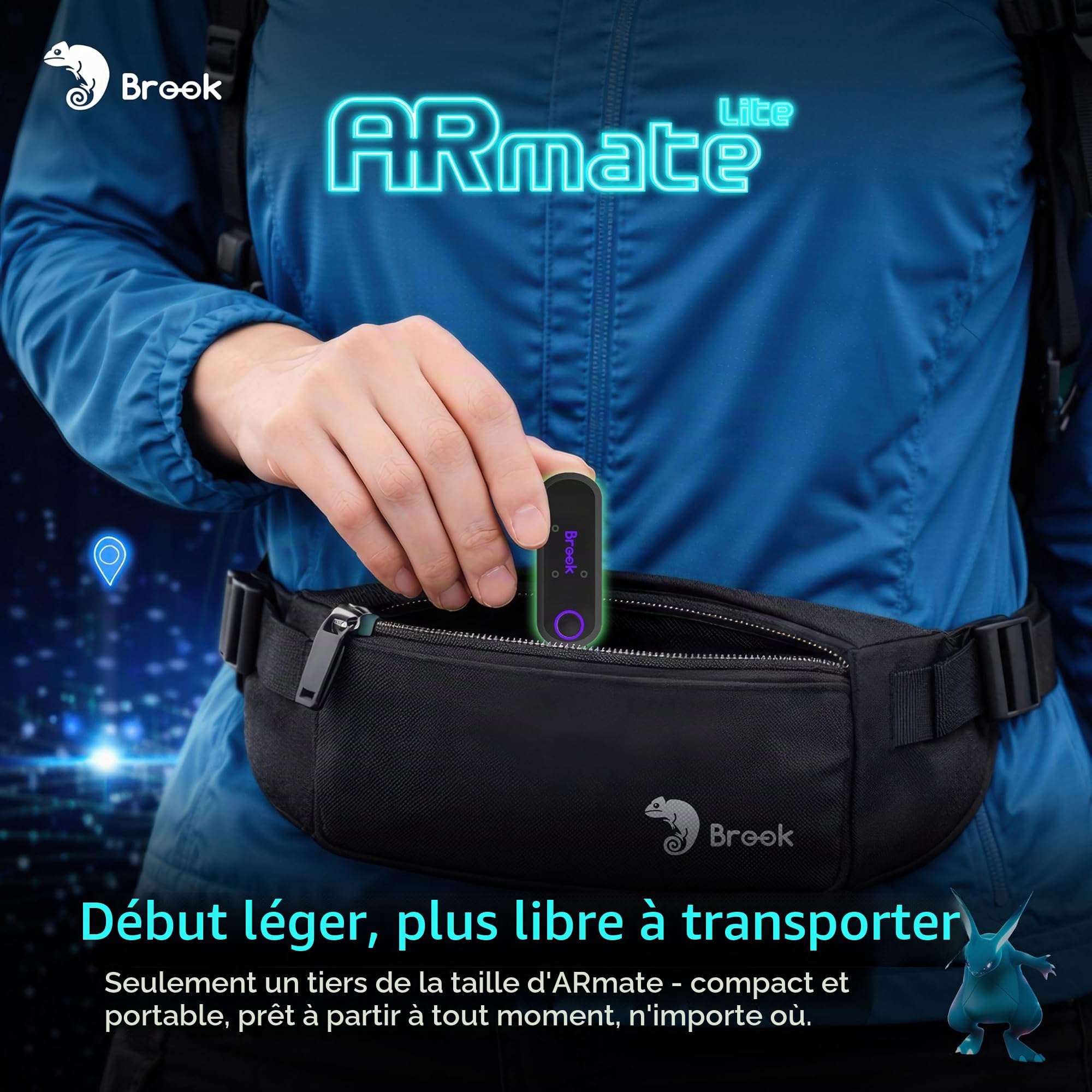 Brook AR Mate Lite Auto Catcher pour Pokémon GO, Mini Dispositif Bluetooth Auto Catch et Auto Spin, GPS Walker Smart Roaming pour Jeux AR, Accessoire Portable avec contrôle Via Application iOS