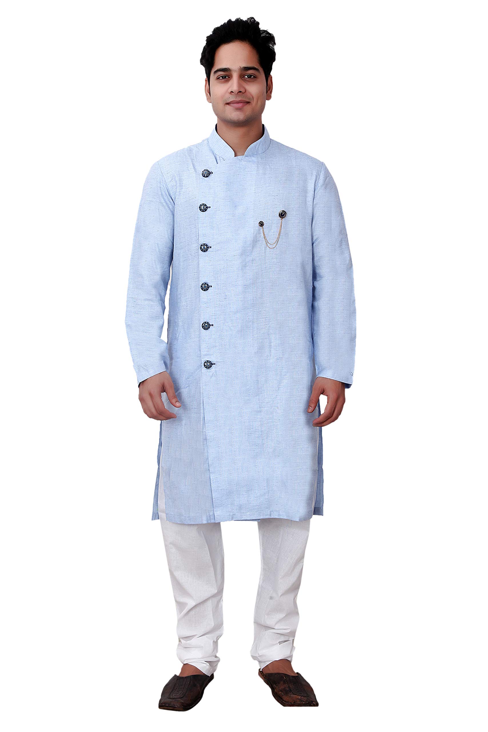 Basilio Men's Indo-Western Style Ethnic Set-102-Sky-picture-15