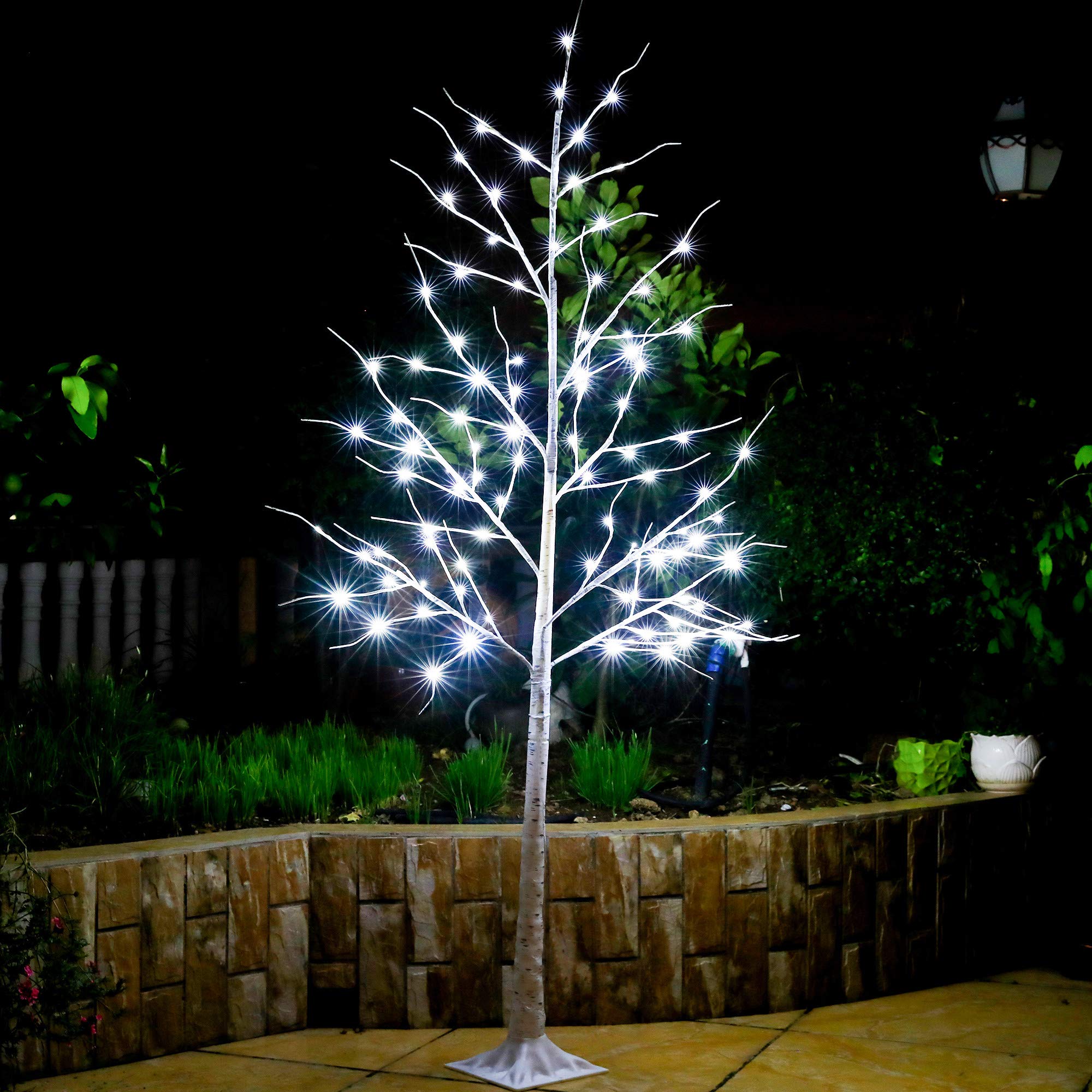led birch tree 6ft 96l christmas decorations with white lighted tree decor for outdoor indoor bedroom party wedding living room garden home